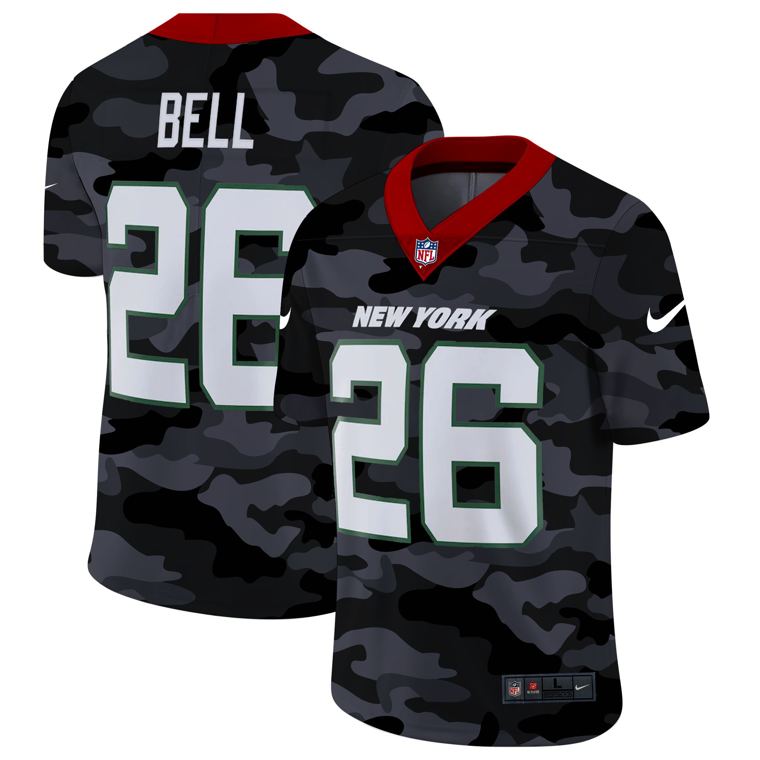 Men New York Jets #26 Bell 2020 Nike Camo Salute to Service Limited NFL Jerseys